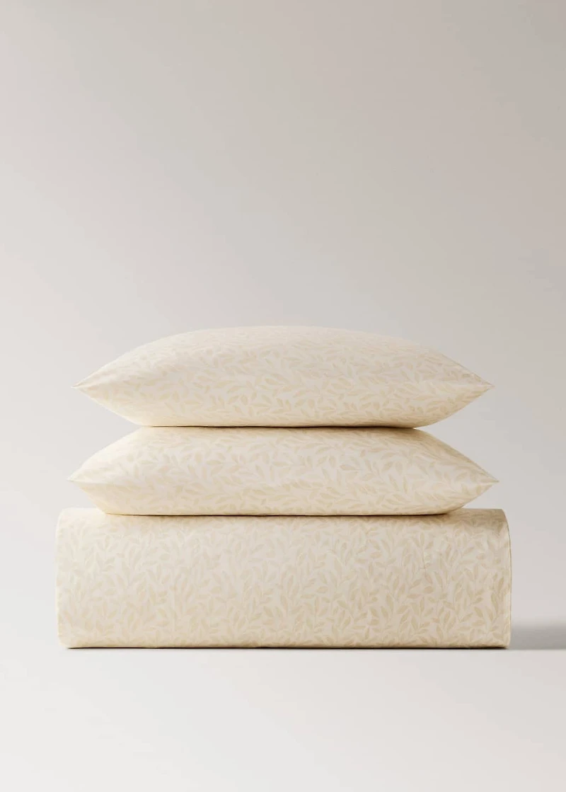 Percale cotton duvet cover with leaf print for 180/200 cm bed