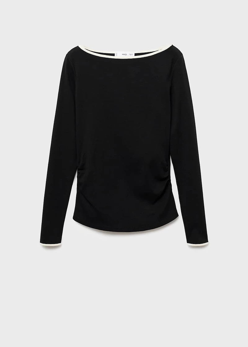 Cotton maternity t-shirt with buttoned cuffs