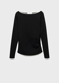 Cotton maternity t-shirt with buttoned cuffs