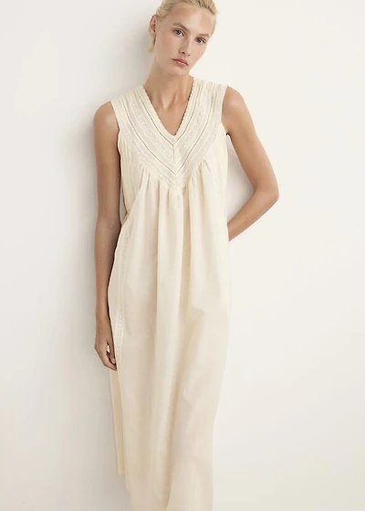 Cotton lace nightdress with drawstring