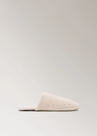 Crochet mule slippers with shearling lining