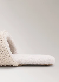 Crochet mule slippers with shearling lining