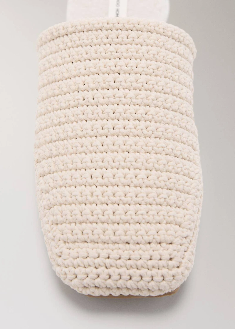 Crochet mule slippers with shearling lining
