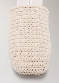 Crochet mule slippers with shearling lining