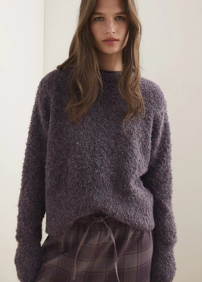 Round-neck bouclé sweater