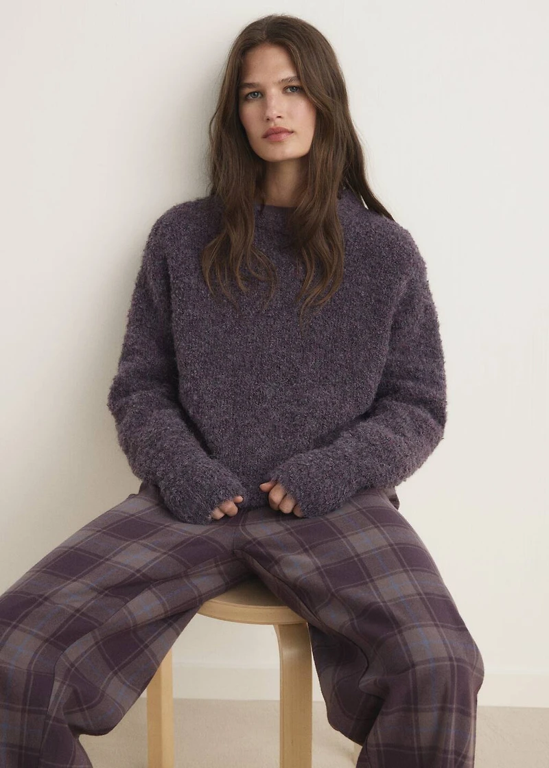 Round-neck bouclé sweater