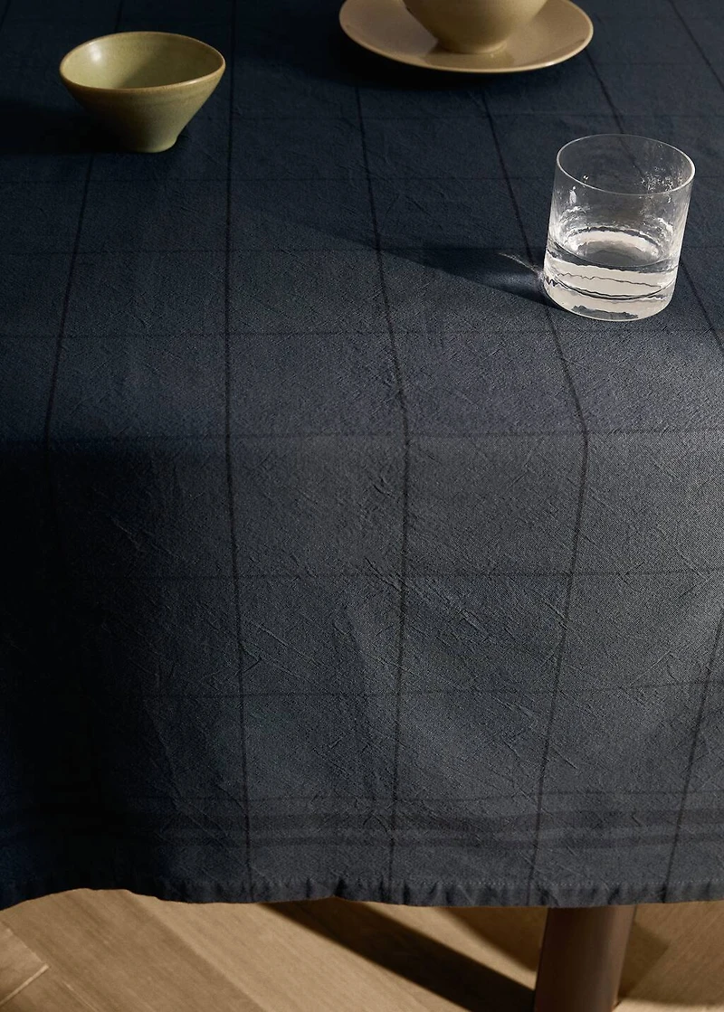 Overdyed cotton checked tablecloth for 2-4 diners