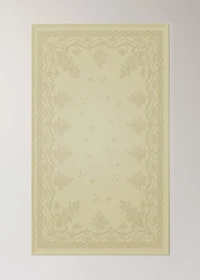 Cotton linen tablecloth with floral design for 6 to 8 diners