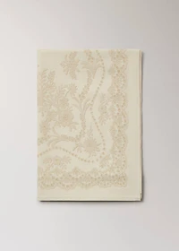 Cotton linen tablecloth with floral design for 8 to 10 diners