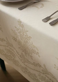 Cotton linen tablecloth with floral design for 8 to 10 diners