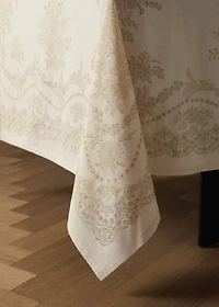 Cotton linen tablecloth with floral design for 8 to 10 diners