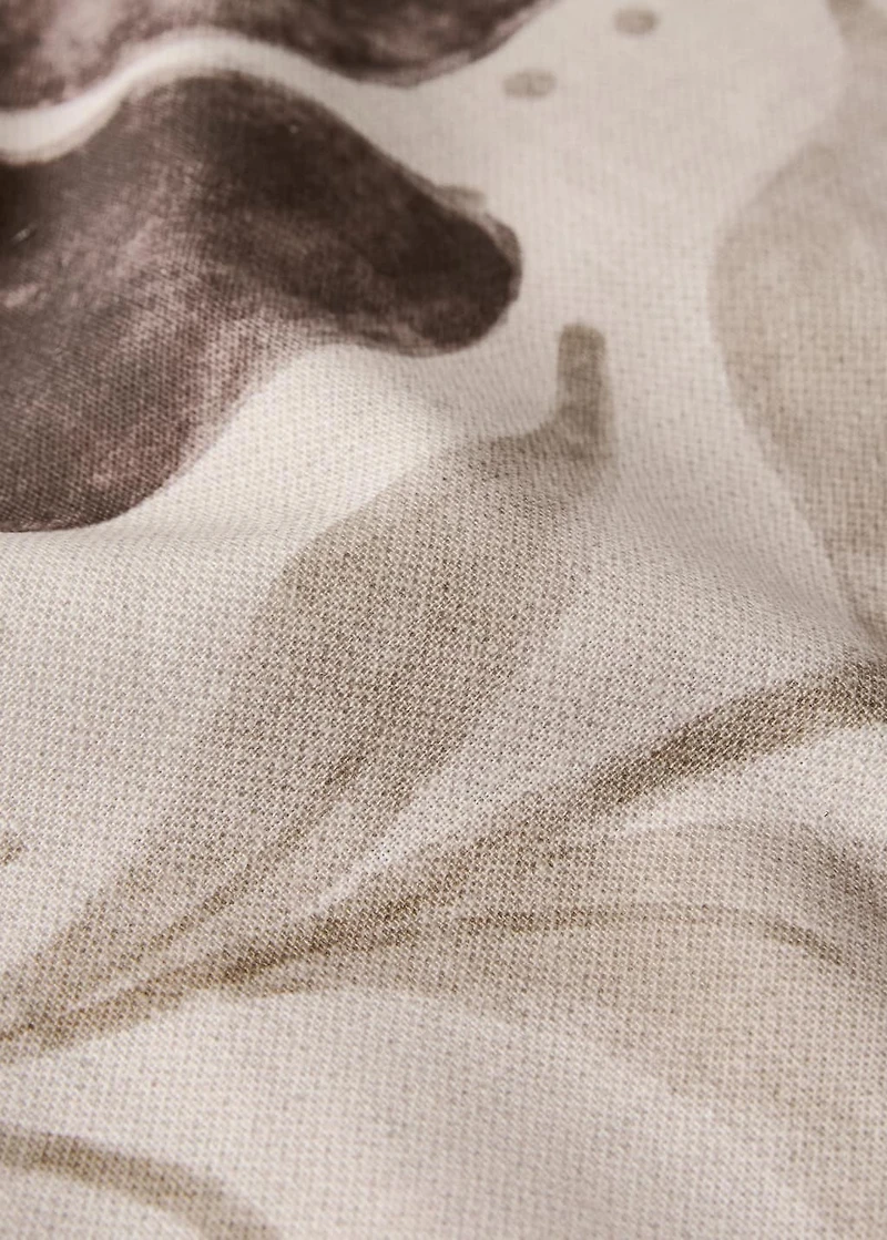 Cotton-linen floral-print tablecloth for 6 to 8 diners