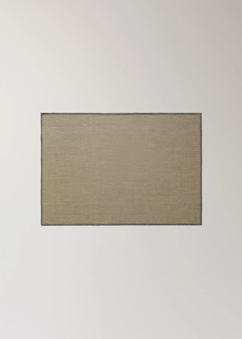 Resin-coated linen placemat with contrasting overlock