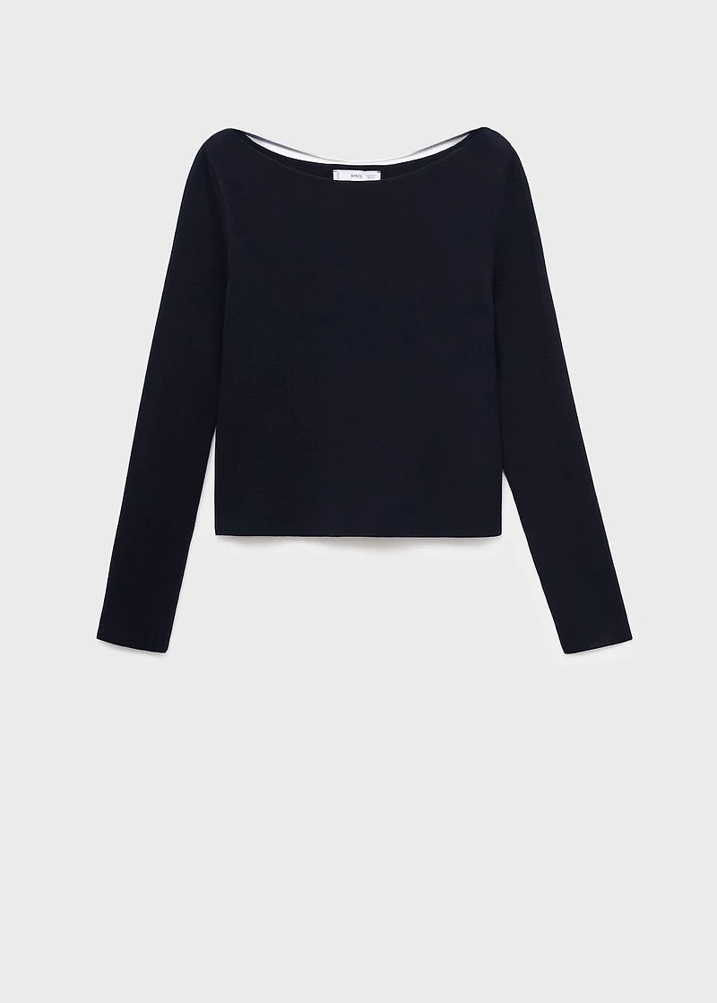 Fine-knit boat-neck sweater