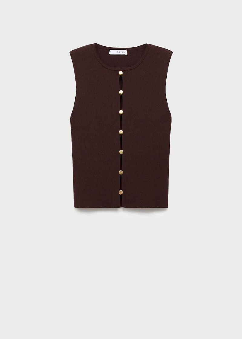 Knitted vest with slits
