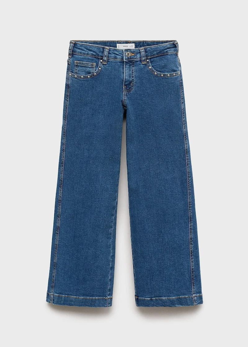Low-waist studded jeans