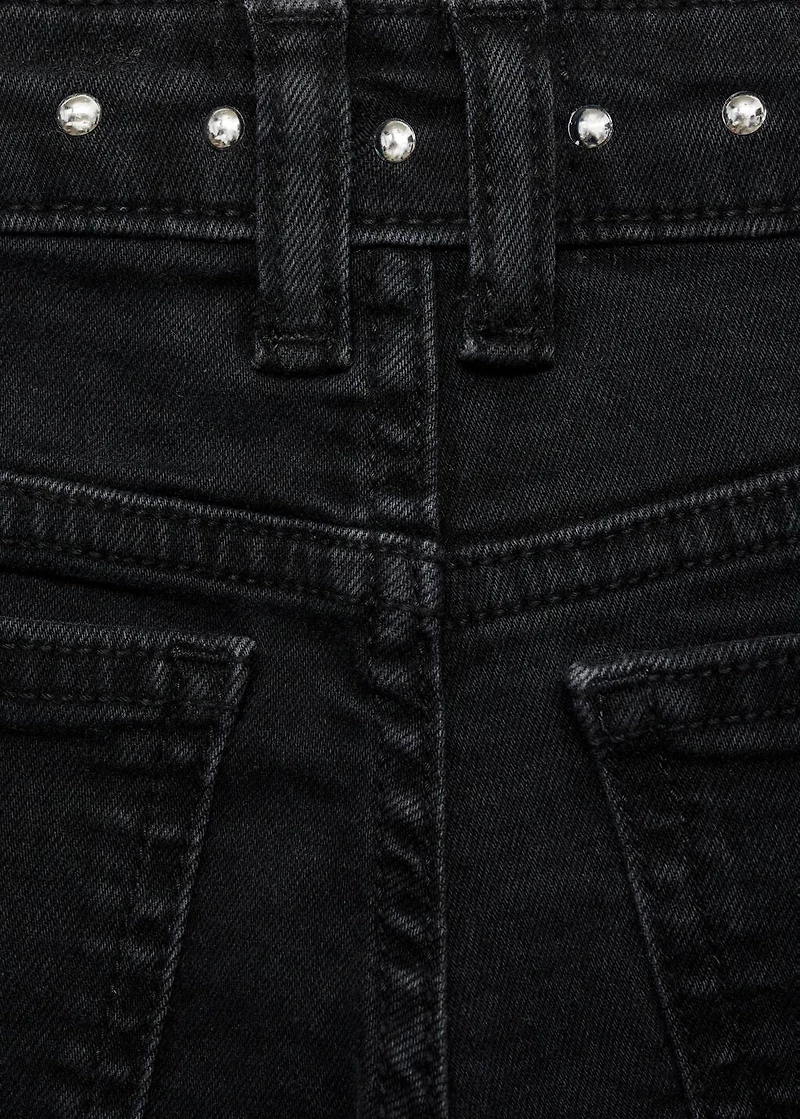 Low-waist studded jeans
