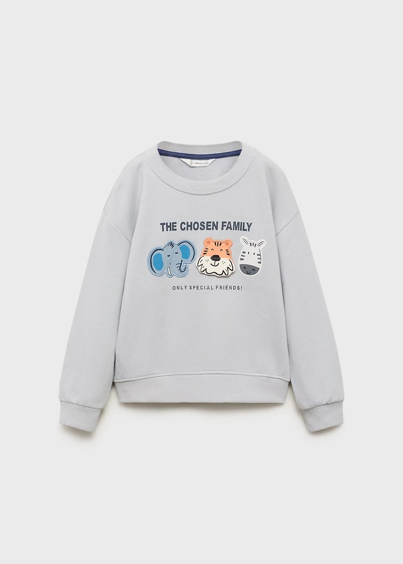 Sweatshirt with embroidered animals
