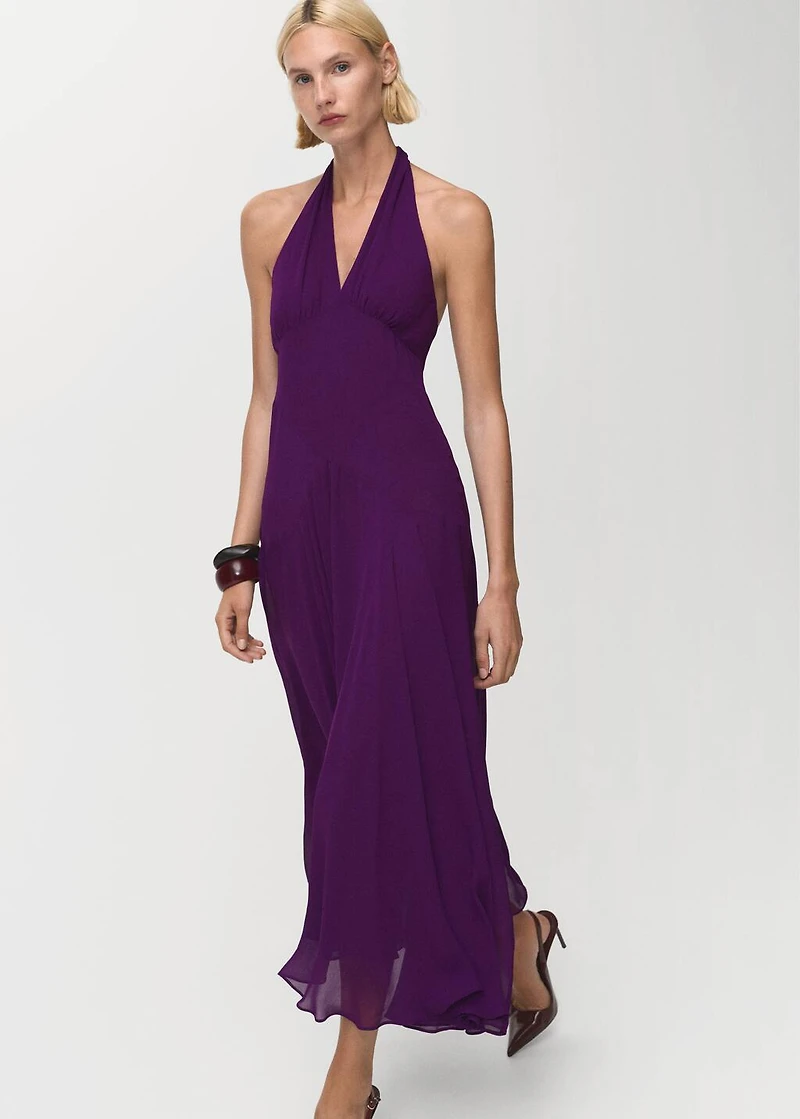 Halter-neck pleated dress