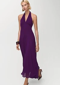 Halter-neck pleated dress