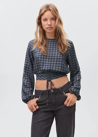Check blouse with lurex detail