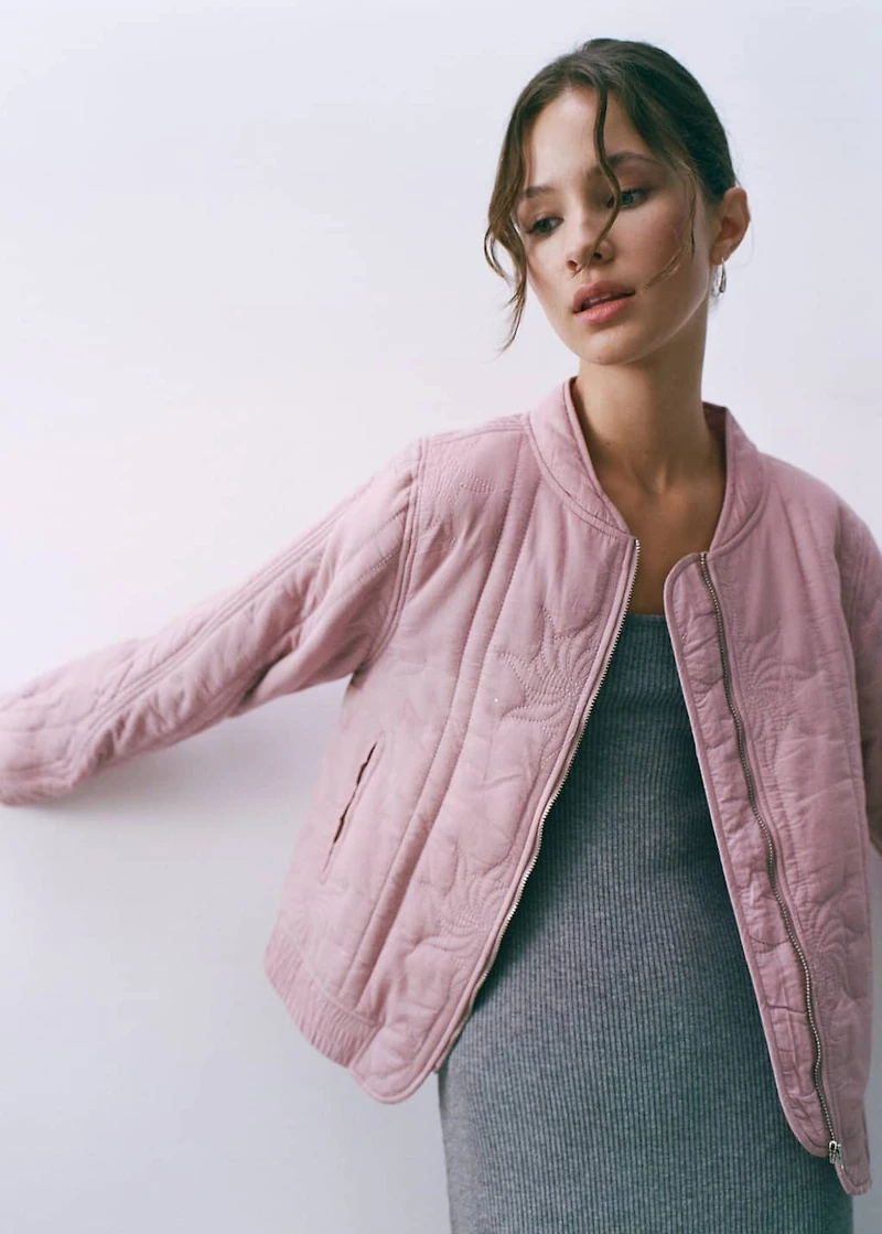 Embroidered quilted jacket