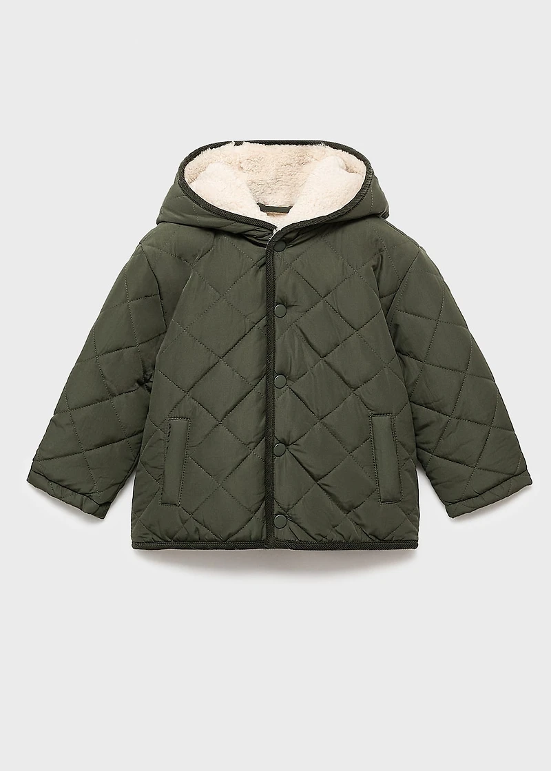Fur-effect quilted coat