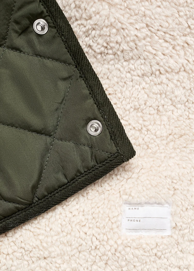 Fur-effect quilted coat