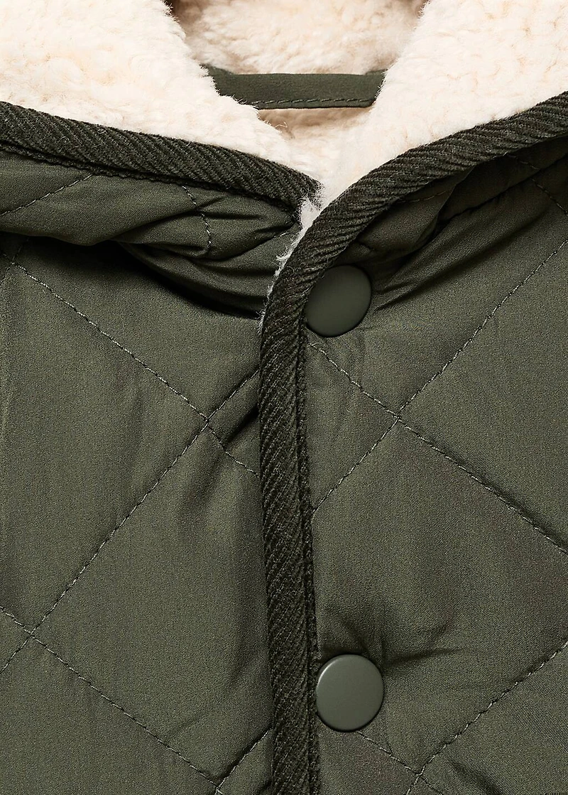 Fur-effect quilted coat