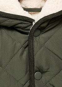 Fur-effect quilted coat