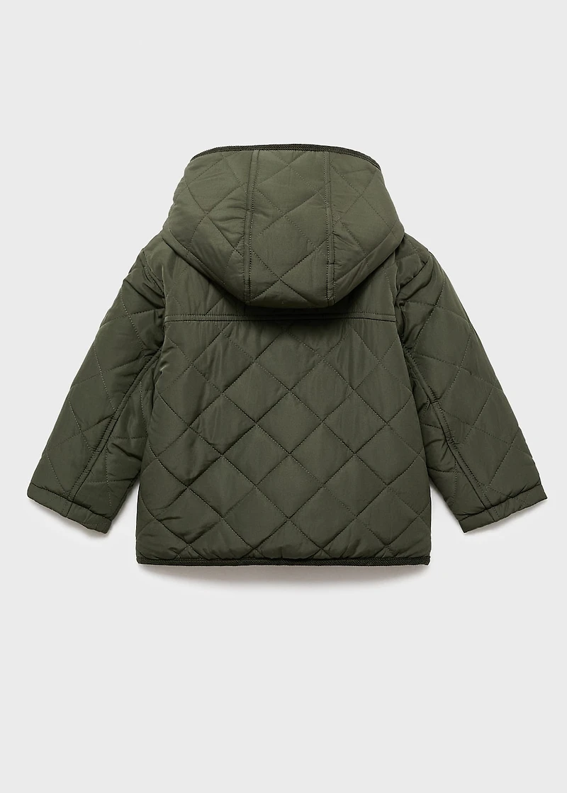 Fur-effect quilted coat