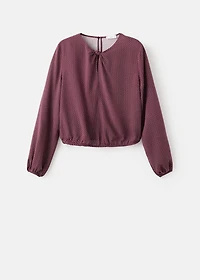 Puff-sleeved blouse with knot