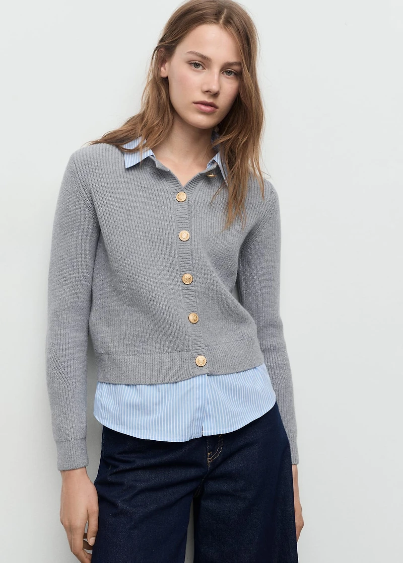 Combined knitted cardigan