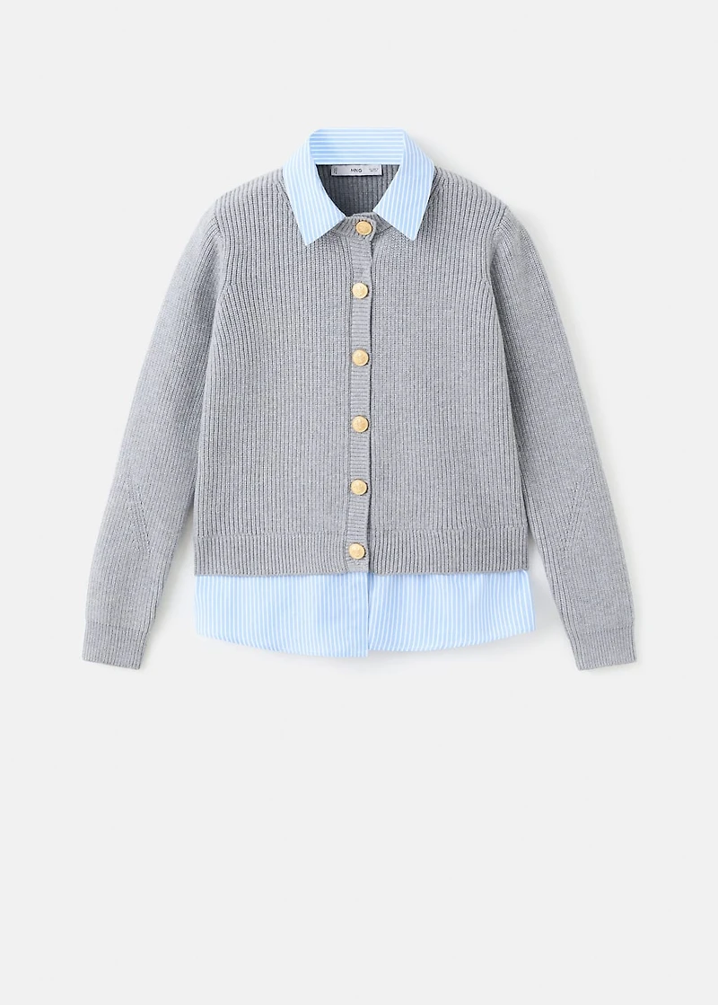 Combined knitted cardigan