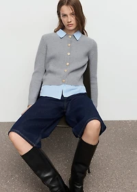 Combined knitted cardigan