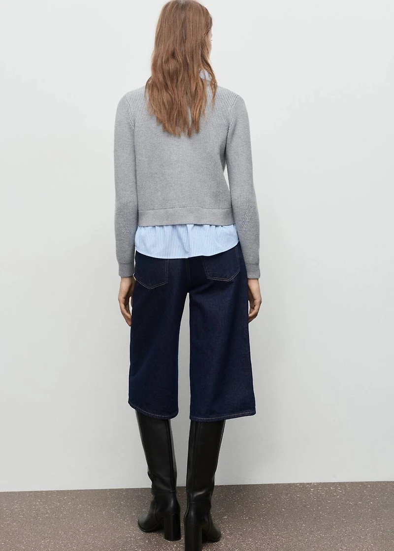 Combined knitted cardigan