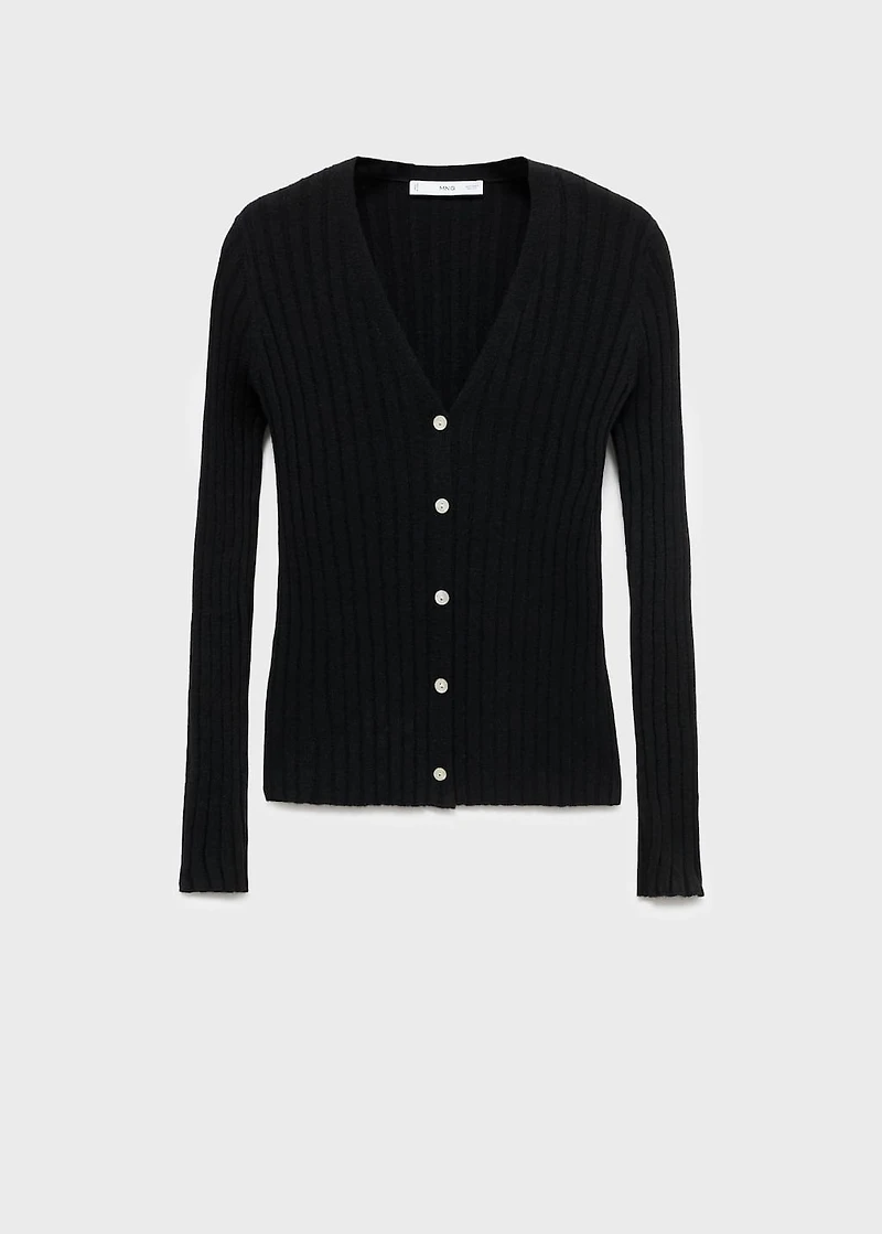 Fine rib knit cardigan