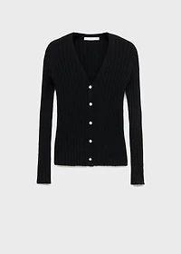 Fine rib knit cardigan