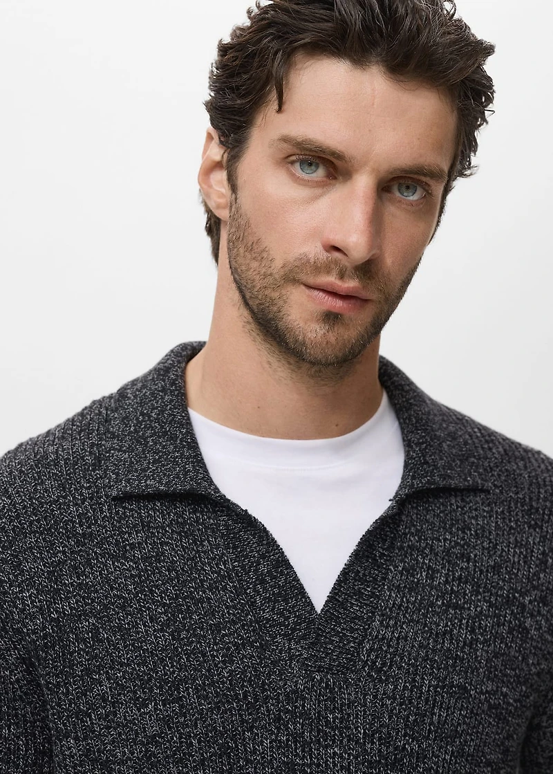 100% cotton polo-neck sweater