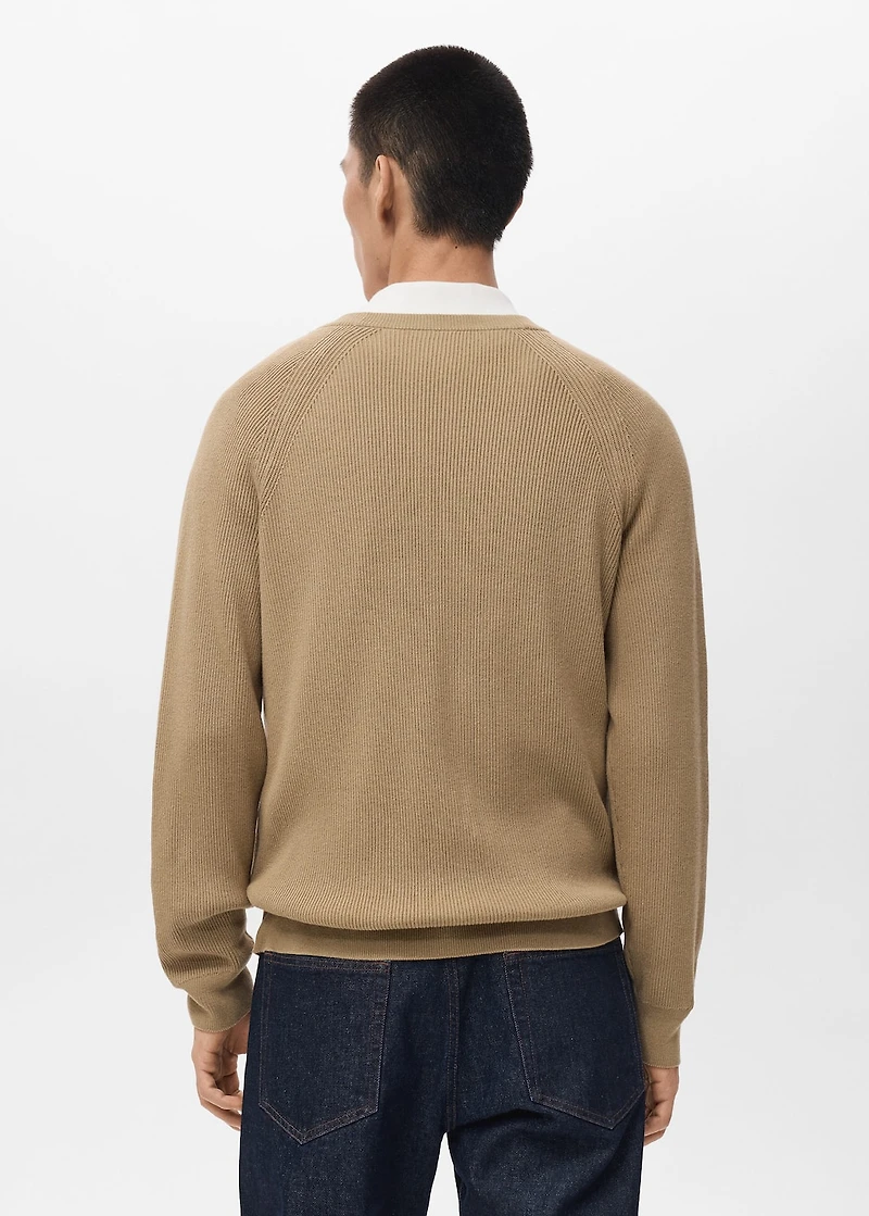Ribbed knitted cardigan with buttons