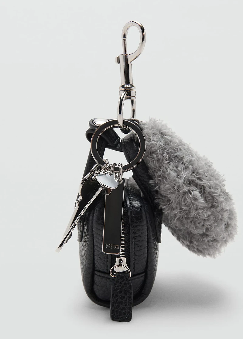 Multi-charm bear handbag keyring