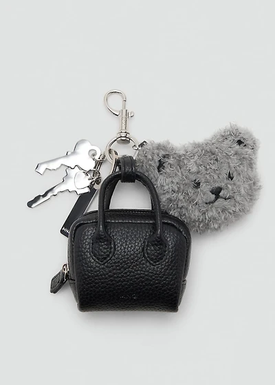 Multi-charm bear handbag keyring