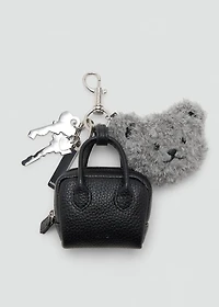 Multi-charm bear handbag keyring