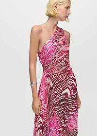 Pleated asymmetrical dress with opening