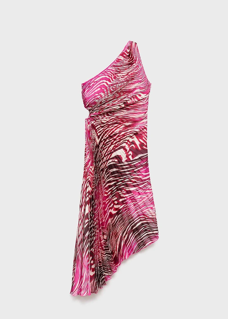 Pleated asymmetrical dress with opening