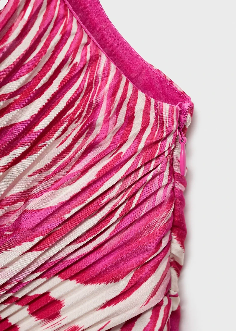 Pleated asymmetrical dress with opening
