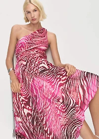 Pleated asymmetrical dress with opening