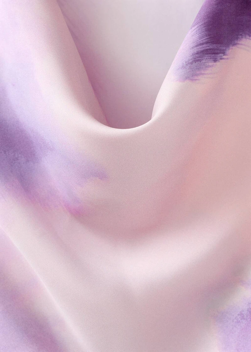 Satin tie-dye dress with draped neckline