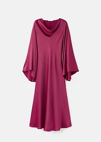 Flared-sleeve satin dress
