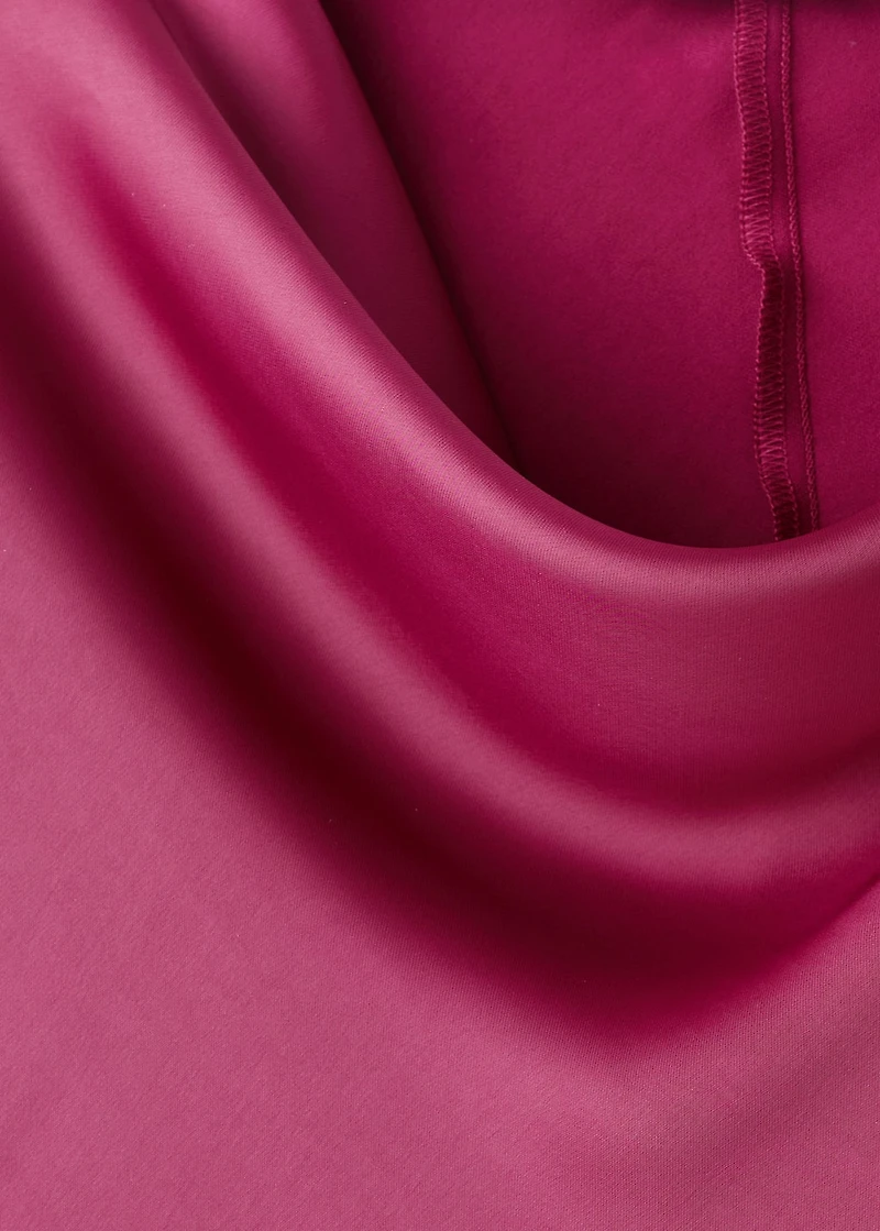 Flared-sleeve satin dress